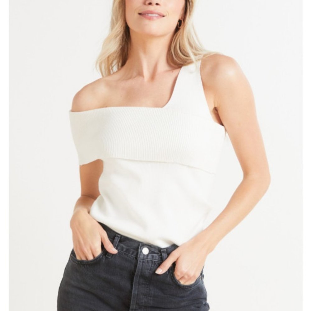 Line & Dot Sylvie Sleeveless Sweater Top Pullover, Ivory, Size S, NWT